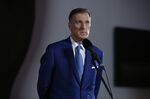 Maxime Bernier speaks to reporters after the 2019 election debate in Gatineau, Quebec.
