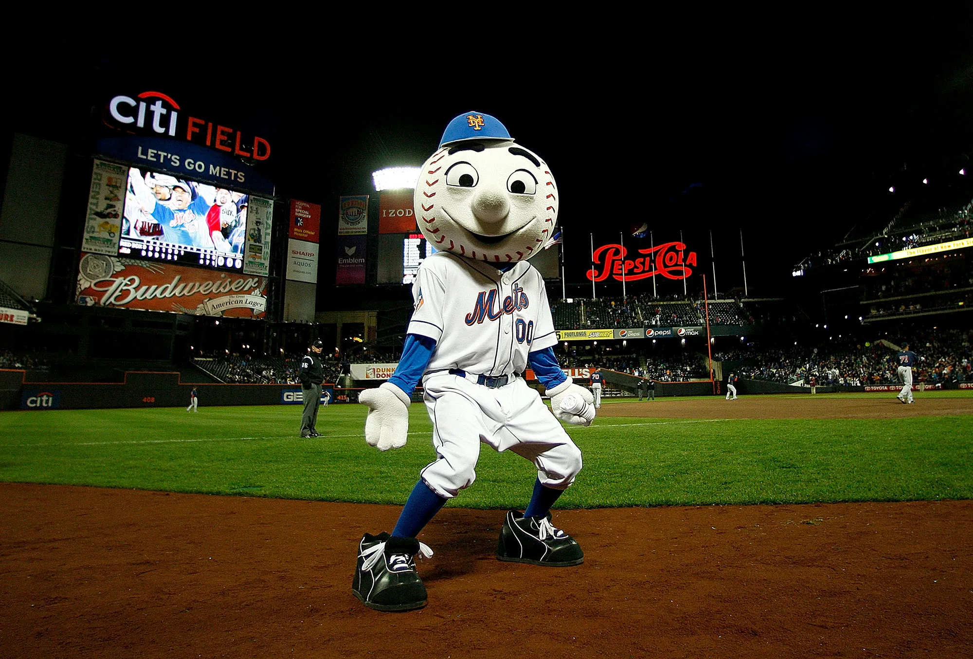 Mr. Met greets the crowd during a game at Citi Field in Queens, New York.