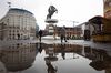 The "Warrior on the Horse" statue in central Skopje, Macedonia.