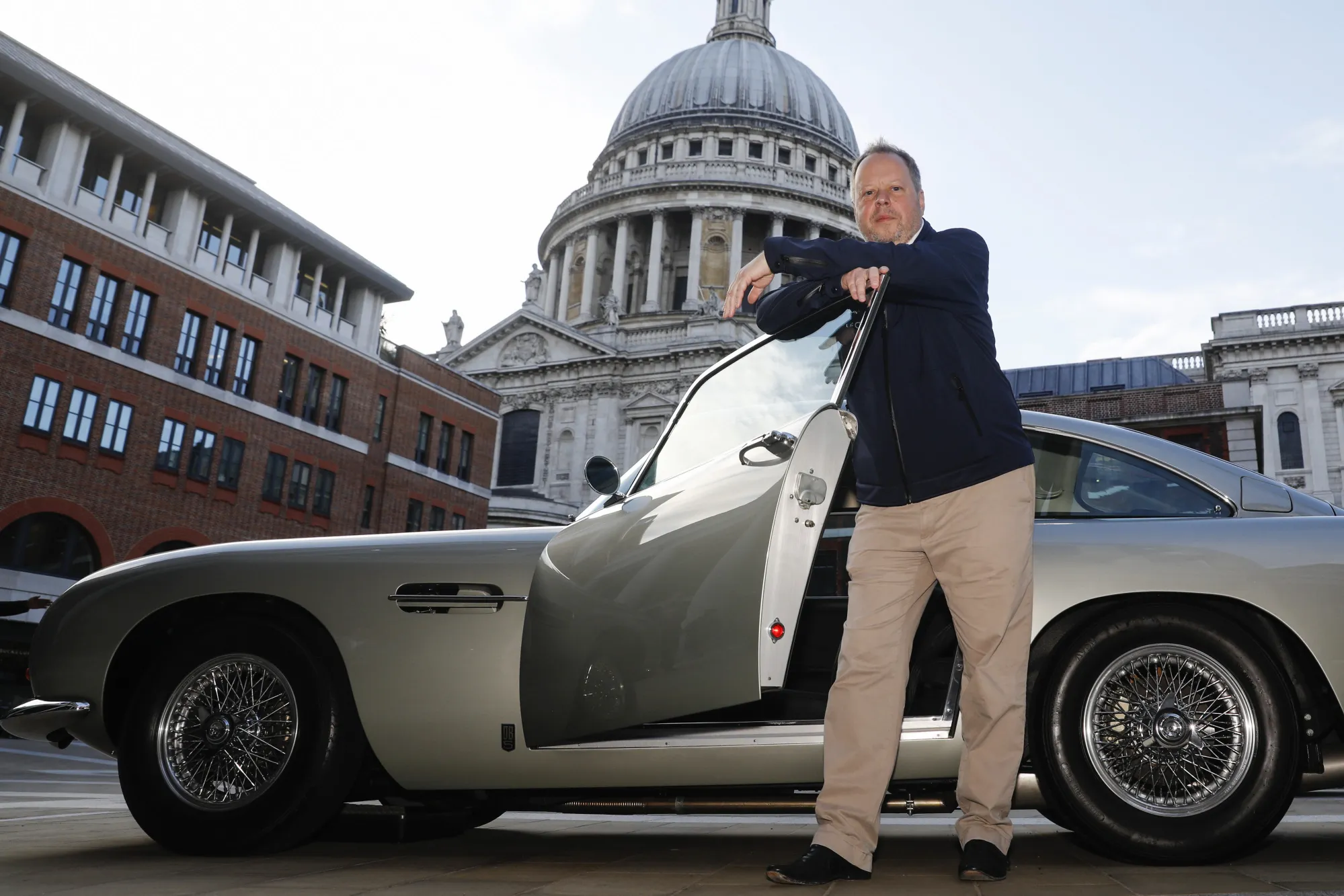 Andy Palmer, the carmaker’s CEO, poses with a DB5.