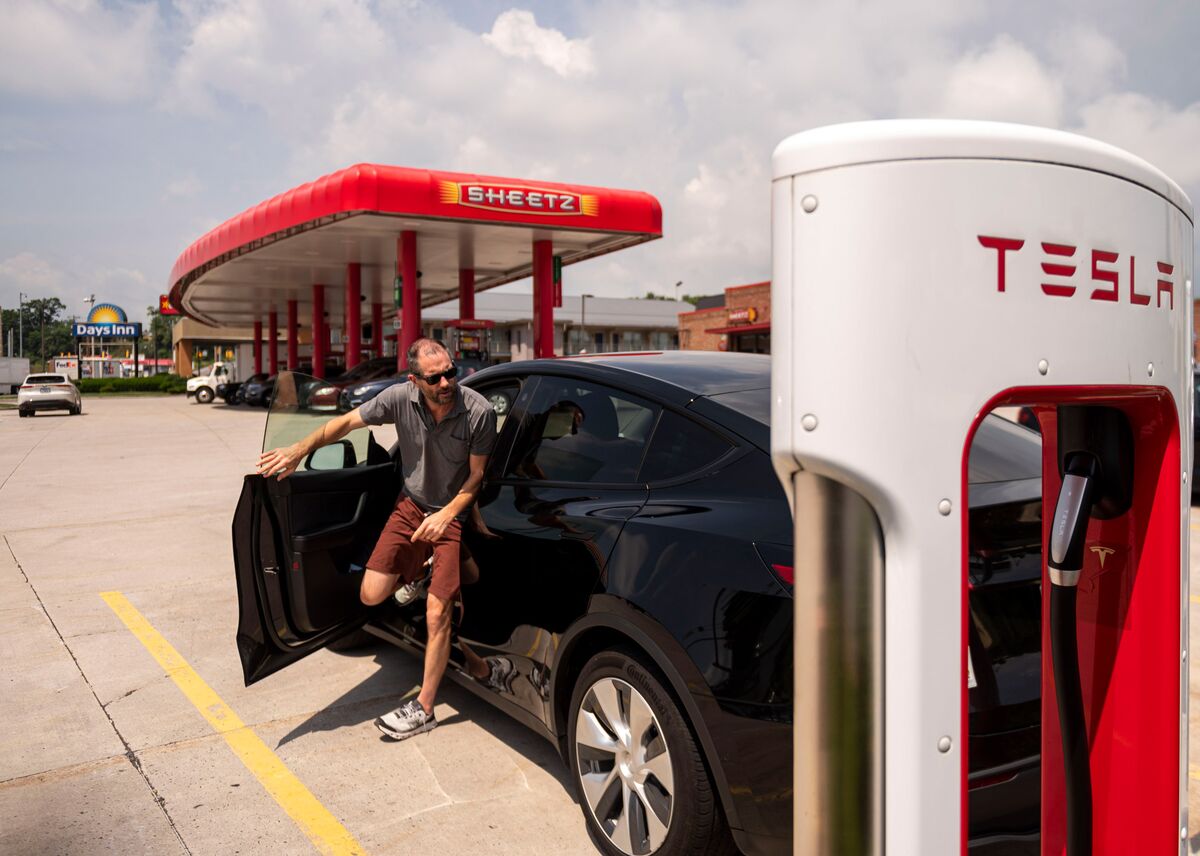 Tesla charger at Sheetz gas station.