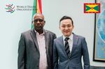 Minister of Foreign Affairs Oliver Joseph with Justin Sun, for his appointment as Ambassador, Permanent Representative of Grenada to the WTO.