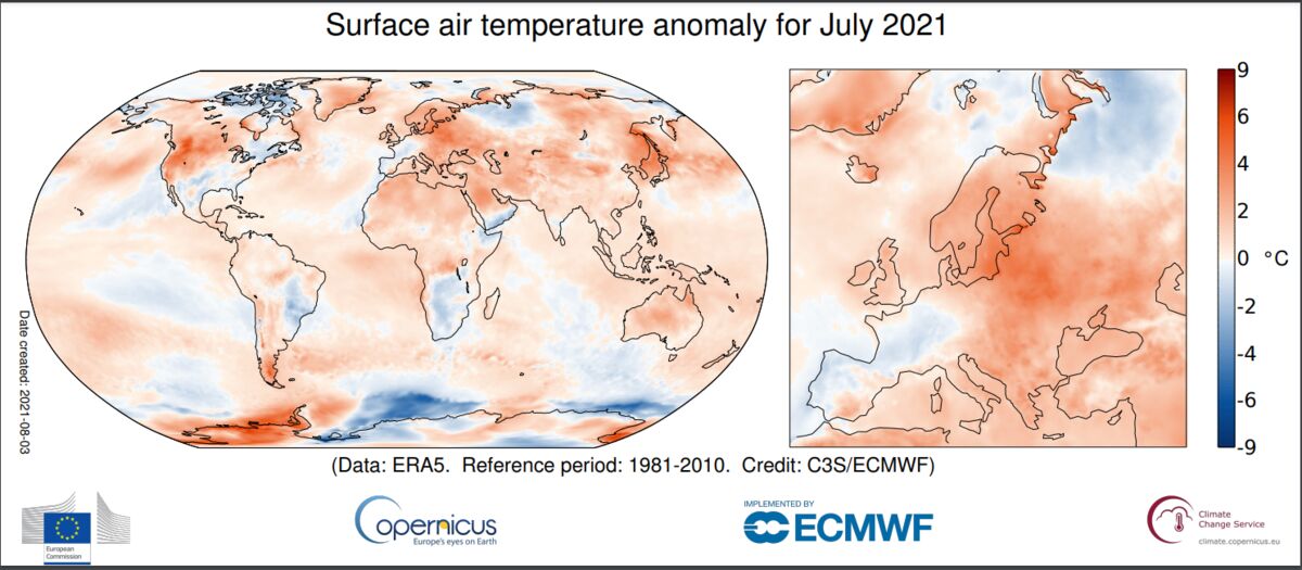 Global July Surface Temperatures