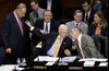 Sen. Orrin Hatch (R-UT) confers with Sen. Chuck Grassley (R-IA) and Sen. Chuck Schumer (D-NY) during the Senate Judiciary Committee's markup for the immigration reform bill on Capitol Hill May 9, 2013 in Washington, DC.