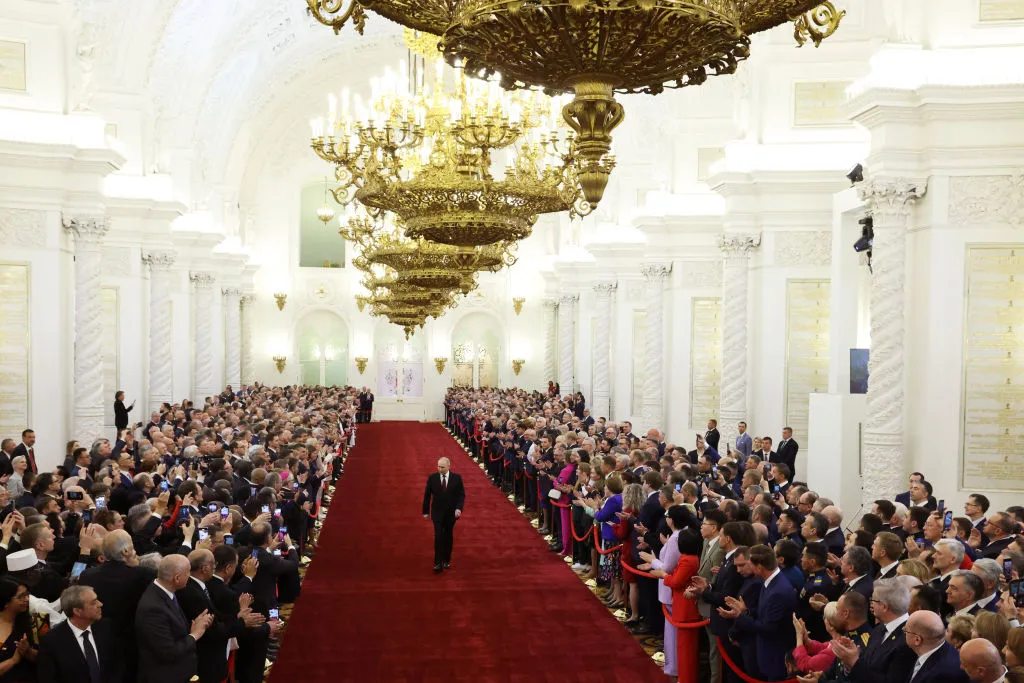 Vladimir Putin arrives for his inauguration ceremony at the Kremlin in Moscow, on May 7.