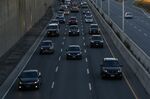 Traffic on the Gardiner Expressway into downtown Toronto, Ontario, Canada.&nbsp;