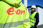 The EON SE logo a high-vis vest at EON's power grid in Simris, Sweden.