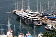 Oleg Deripaska's luxury yacht 'Queen K' anchors at Turkey's Mugla