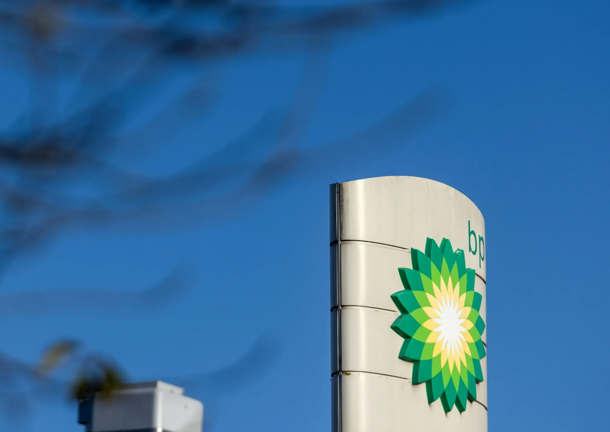 A logo on a totem sign at the entrance to a BP Plc petrol station forecourt in Chelmsford, UK, on Monday, Oct. 31, 2022. 
