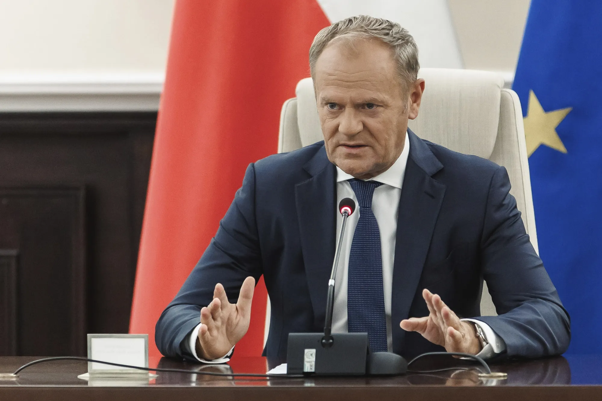 Donald Tusk holds an emergency meeting in Warsaw, on Sept. 10.