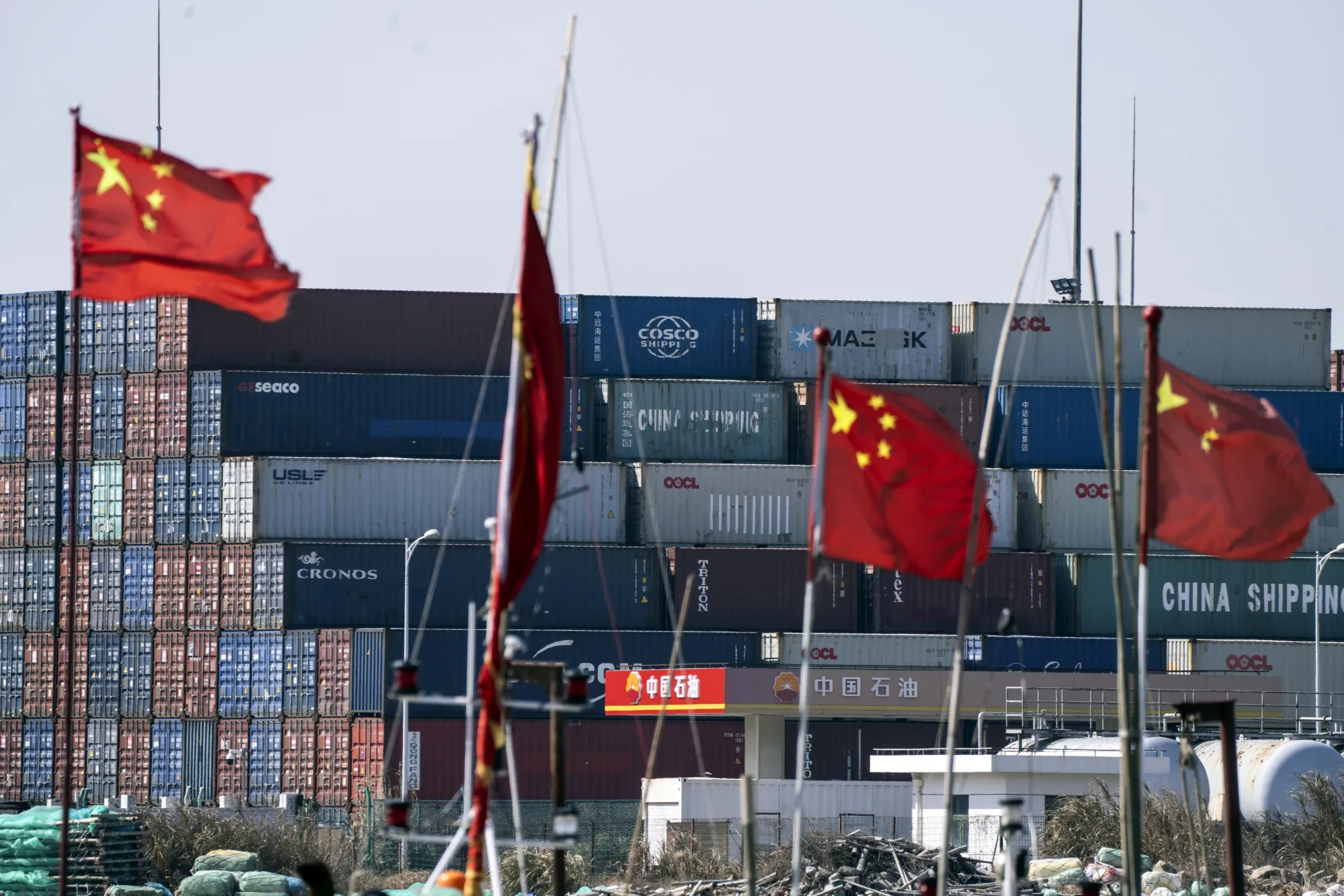 Shipping containers at the Yangshan Deepwater Port in Shanghai.&nbsp;