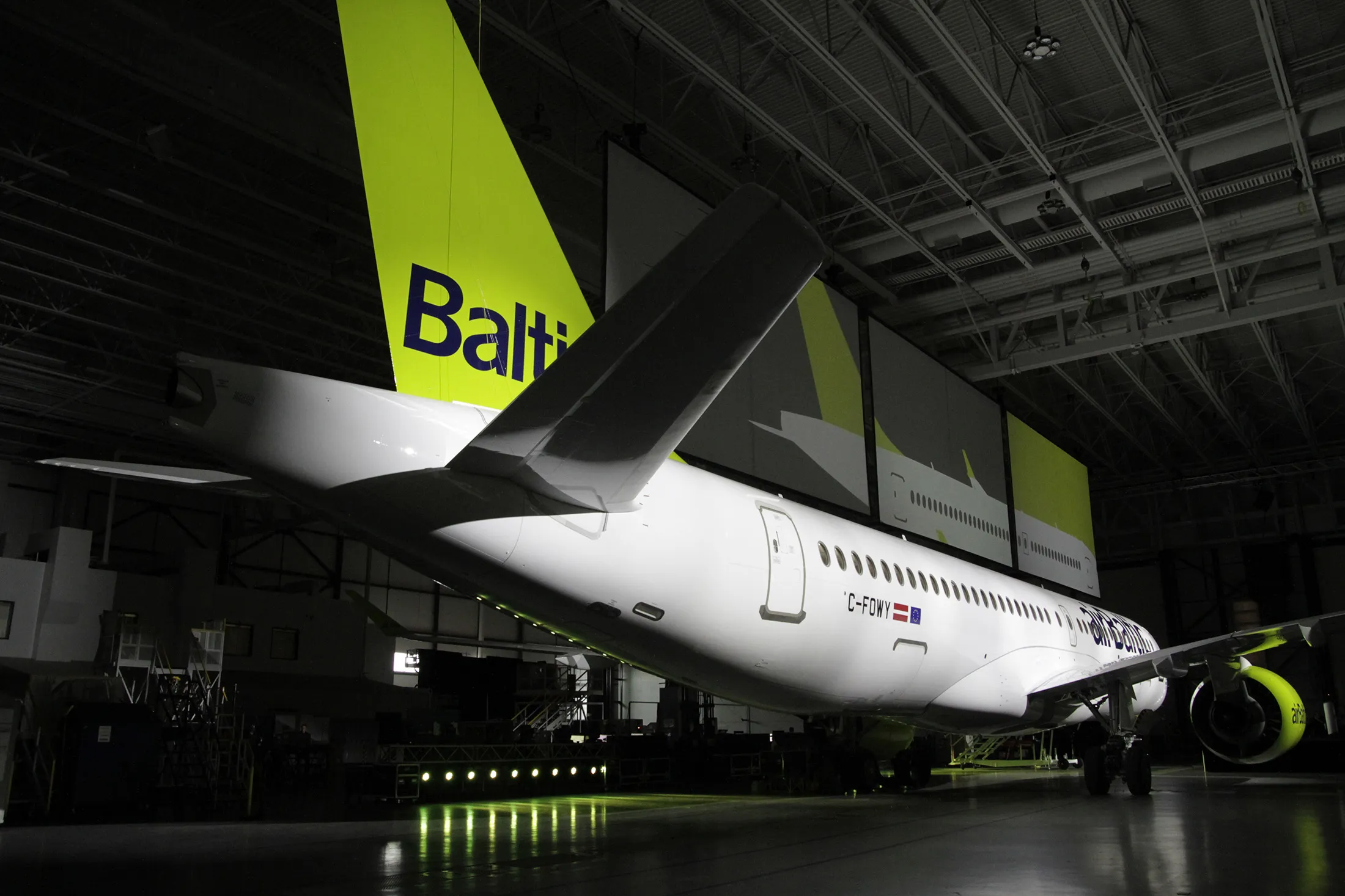 An AirBaltic Bombardier CS300 aircraft
