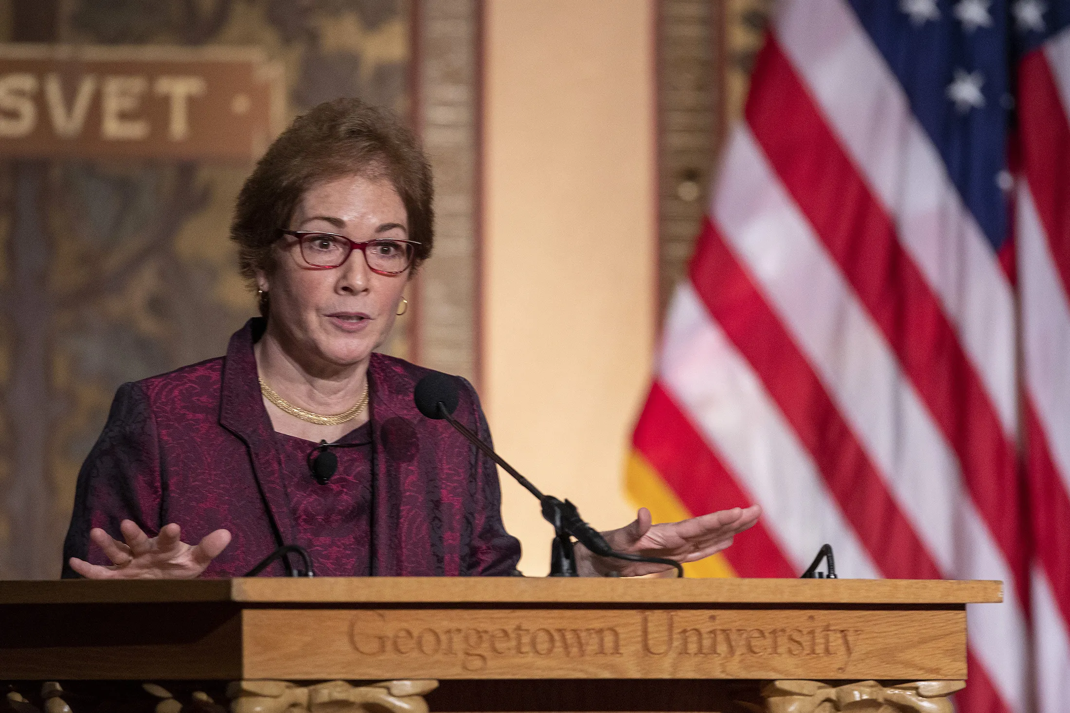 Marie Yovanovitch at Georgetown University on Feb. 12.