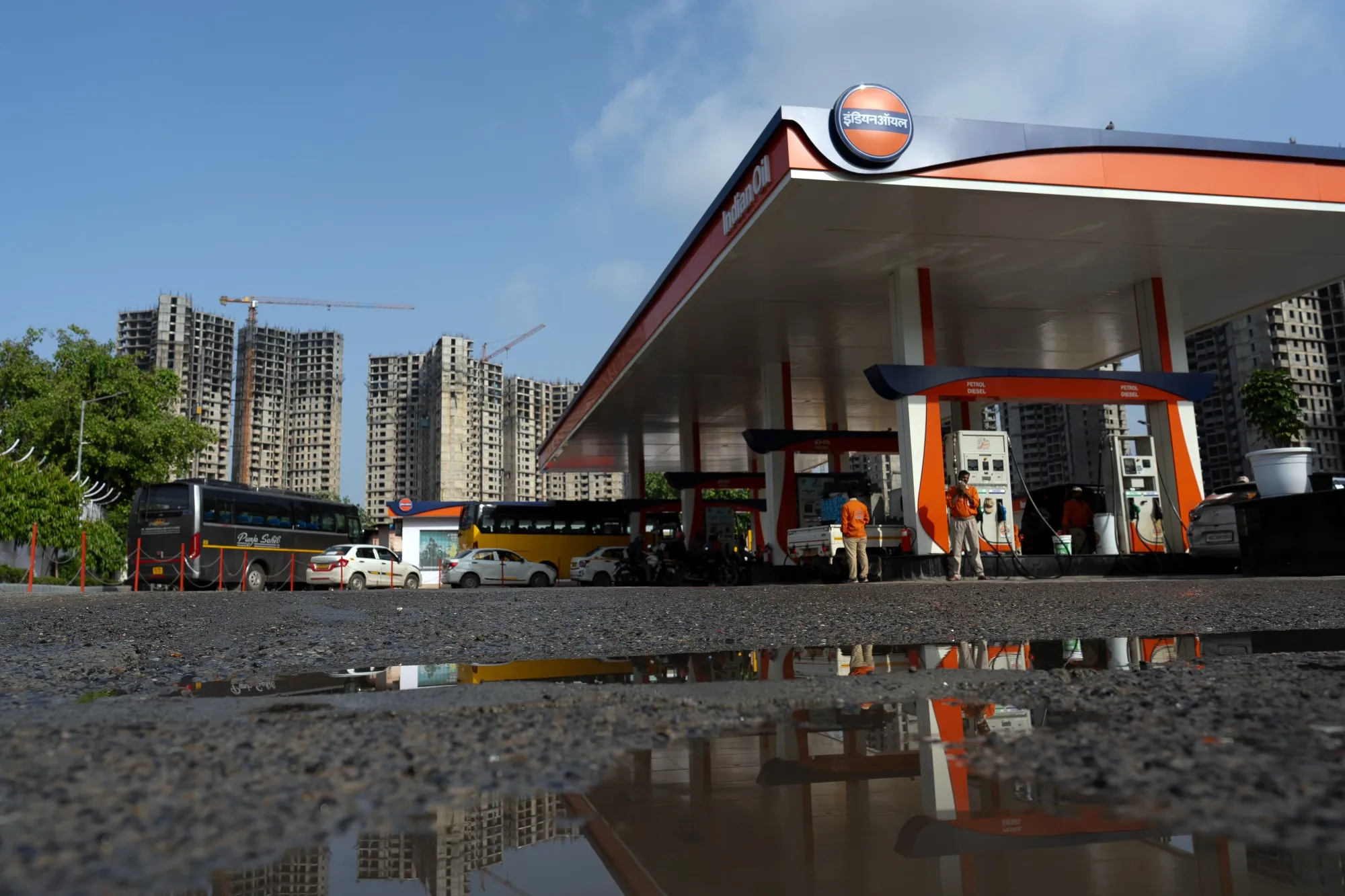 An Indian Oil Corp. gas station in Noida, Uttar Pradesh, India.