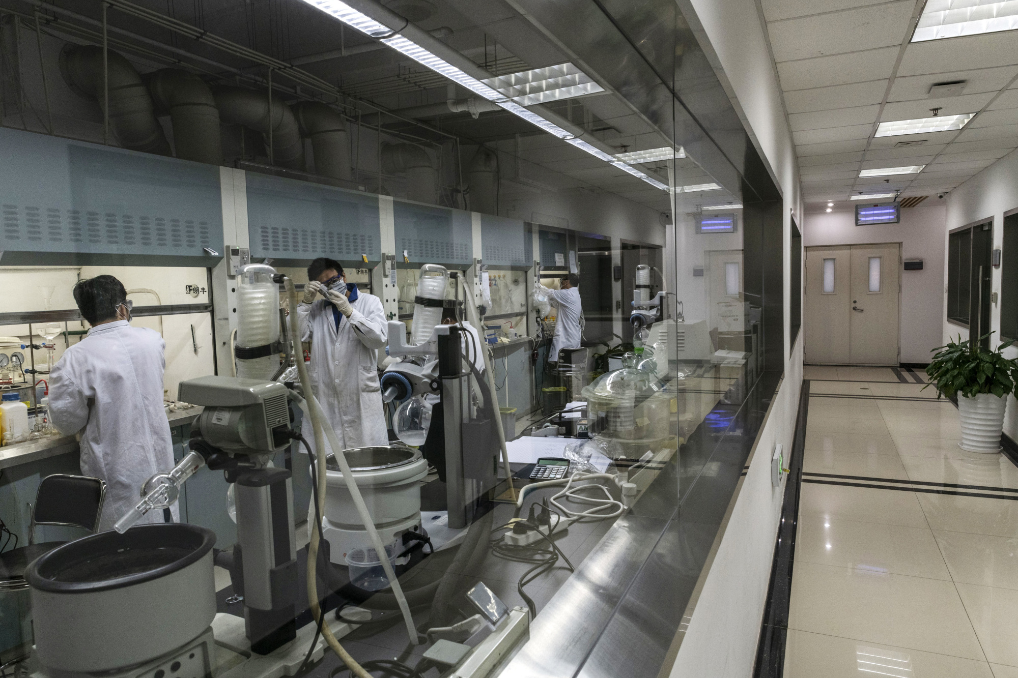 Researchers work inside a laboratory at BeiGene's research and development center in Beijing.