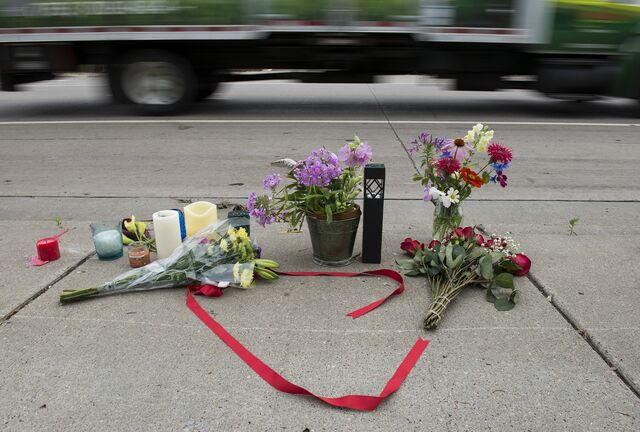 A memorial left for Philando Castile following his police shooting death on July 6, 2016. 