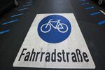 A bike symbol on a cycle route in Offenbach, Germany.