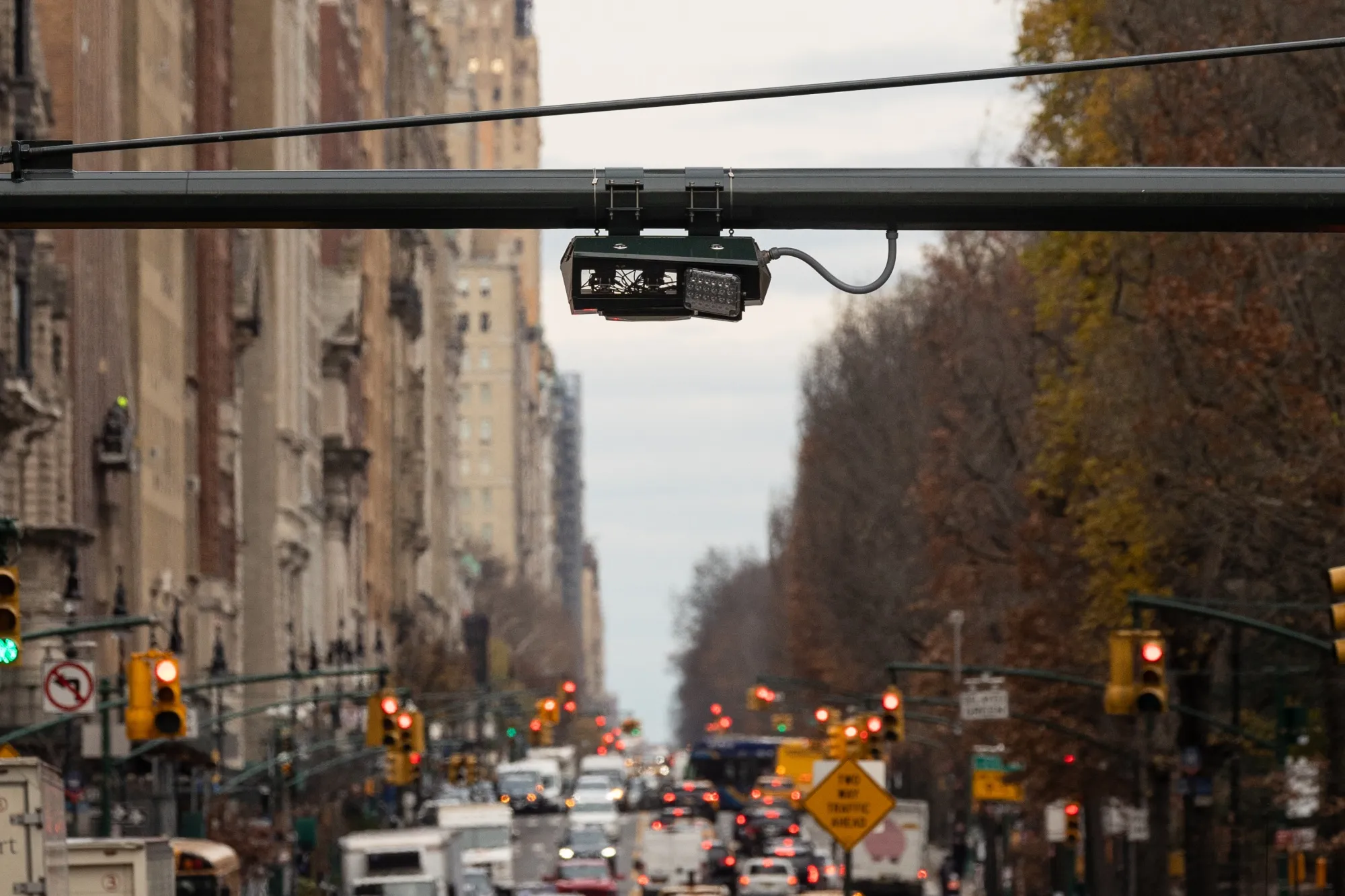 For the birds:&nbsp;E-ZPass readers and license plate-scanning cameras over Central Park West in Columbus Circle, New York.