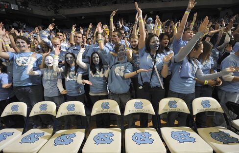 North Carolina fans in during a game vs Duke in Chapel Hill.