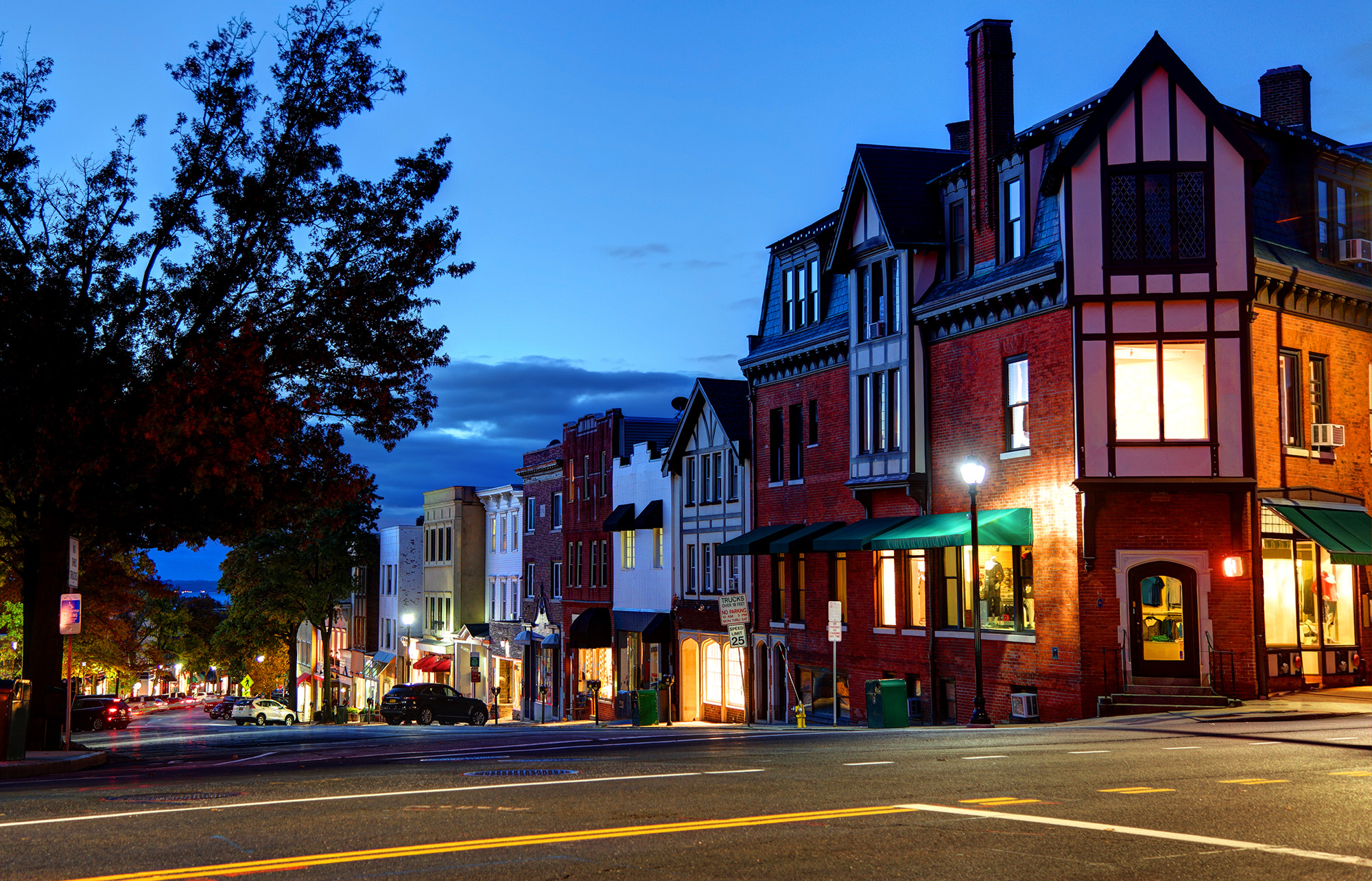 Greenwich Avenue in downtown Greenwich, Connecticut, USA Stock