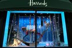 A decorated Christmas window of Harrods department