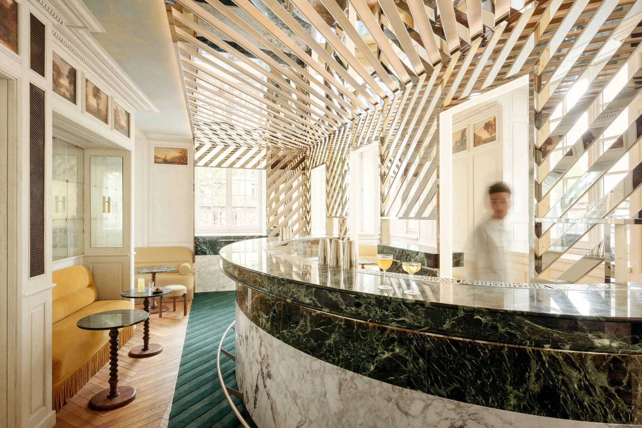 A long marble bar anchors the first floor&nbsp;of&nbsp;Moët Hennessy’s new Cravan.&nbsp;