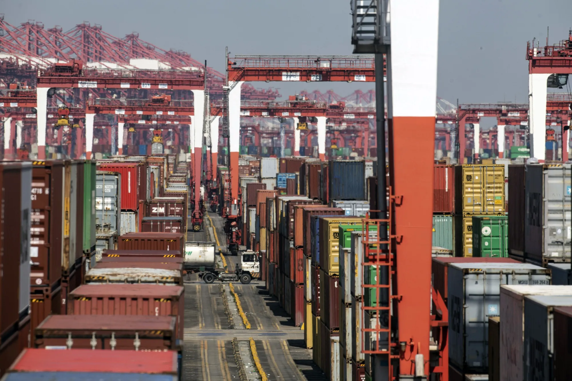 Containers Port In Shanghai Ahead of Trade Figures
