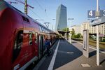 A train at the platform at Frankfurt (Main) Ost station near the headquarters of the European Central Bank (ECB), in Frankfurt, Germany, on Tuesday, June 17, 2025. After cutting interest rates eight times in a year to bring inflation to around their 2% target, ECB policymakers are signaling they’re well positioned to tackle any sudden shifts in the economic backdrop.