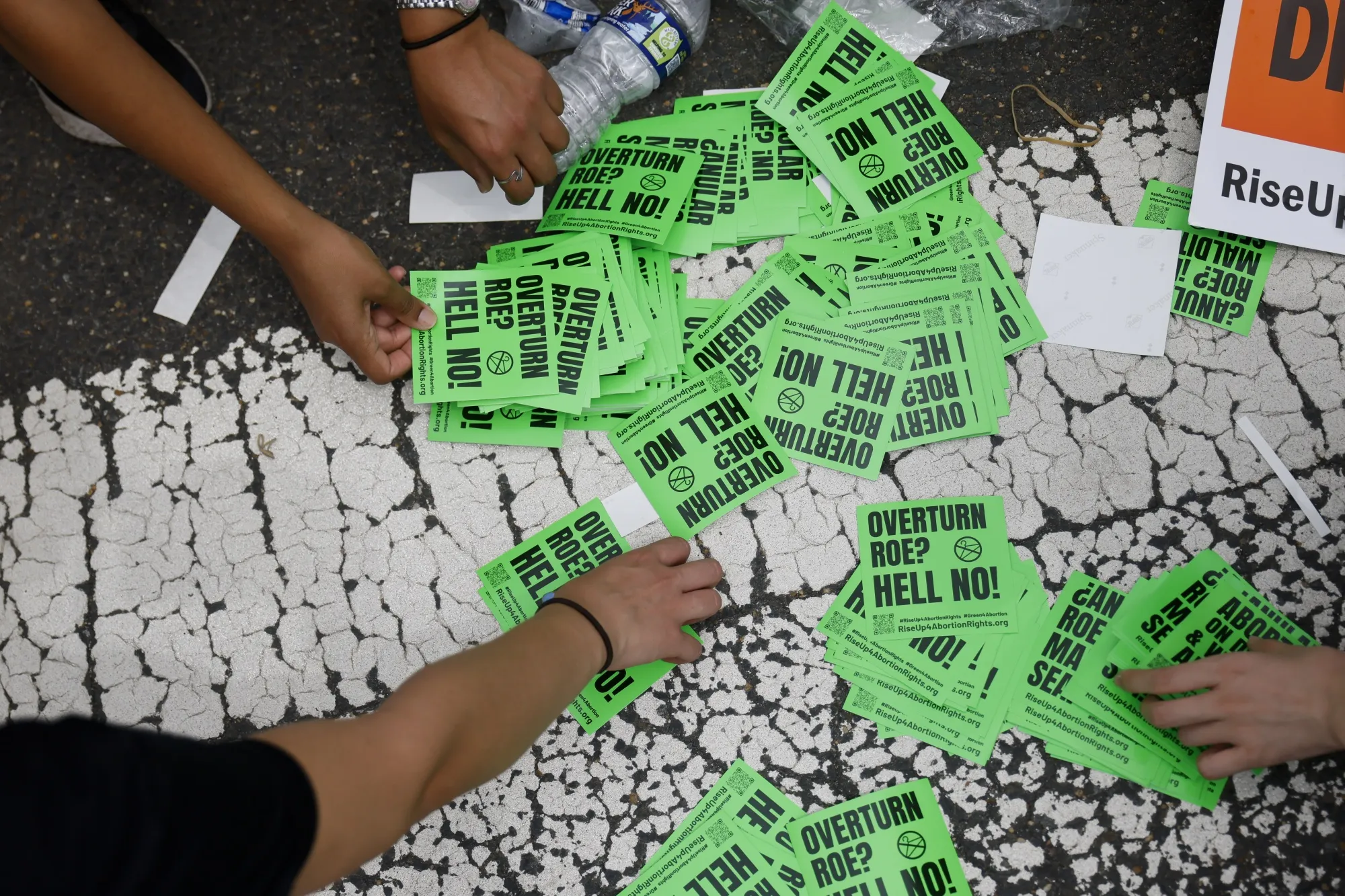 Abortion rights demonstrators&nbsp;outside the US Supreme Court following the Roe v. Wade decision in Washington, D.C., on June 24.