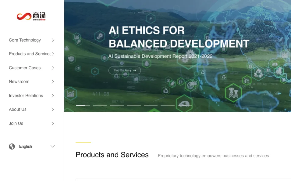 The &nbsp;SenseTime website.