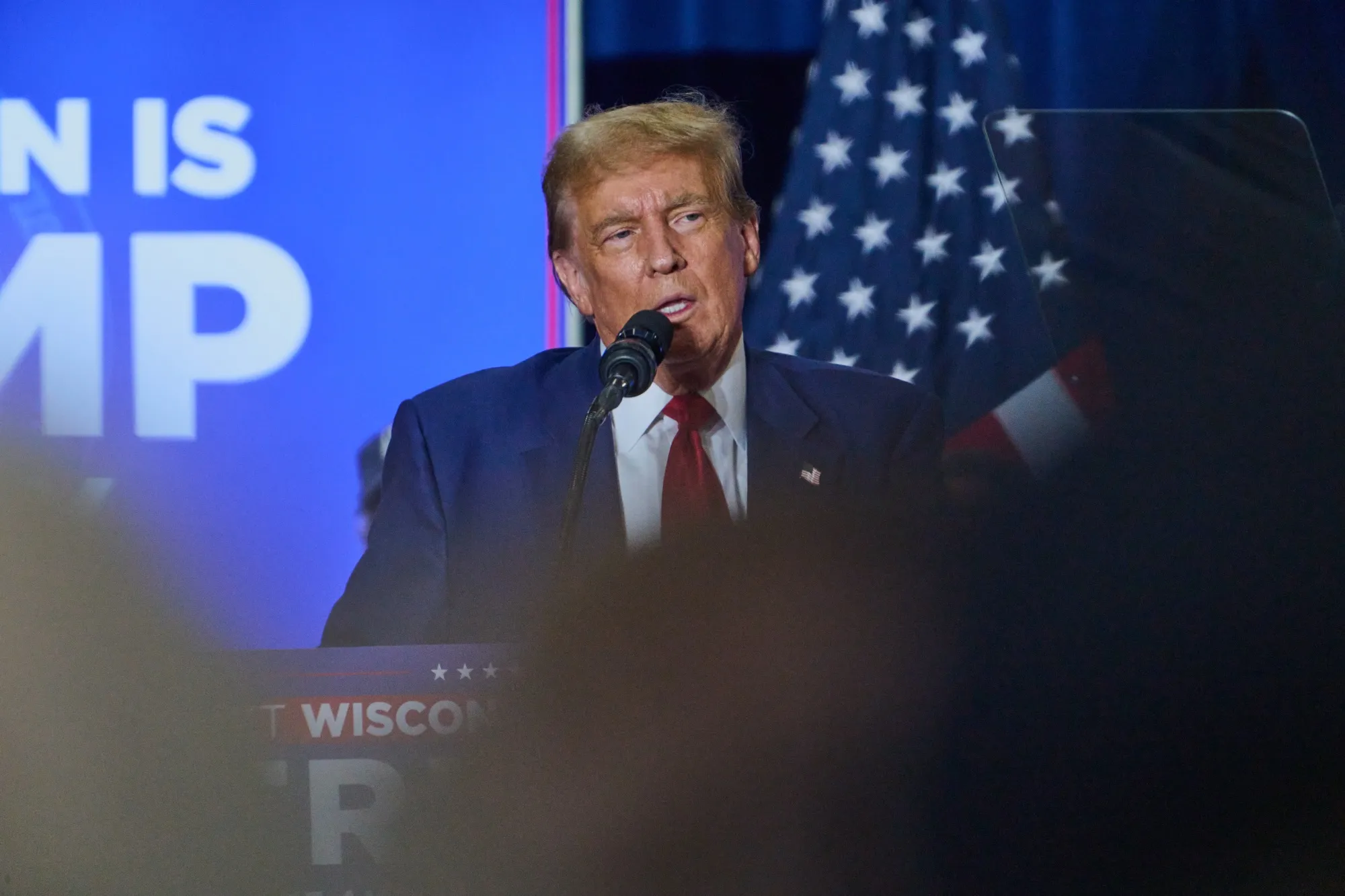 Donald Trump speaks during a campaign event in Green Bay, Wisconsin,&nbsp;on&nbsp;April 2.
