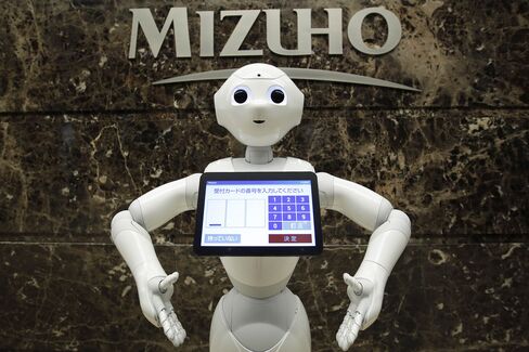 SoftBank Group Corp.'s Pepper Robot Starts Work At A Mizuho Bank Branch