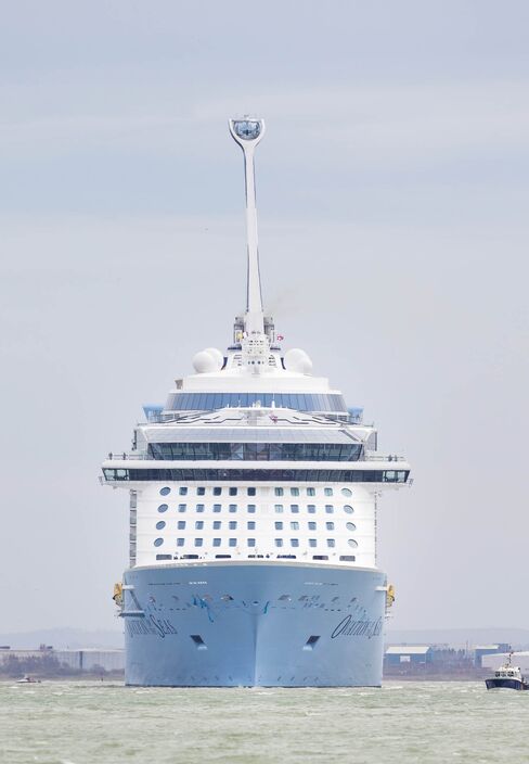 The observation capsule soars above the deck.