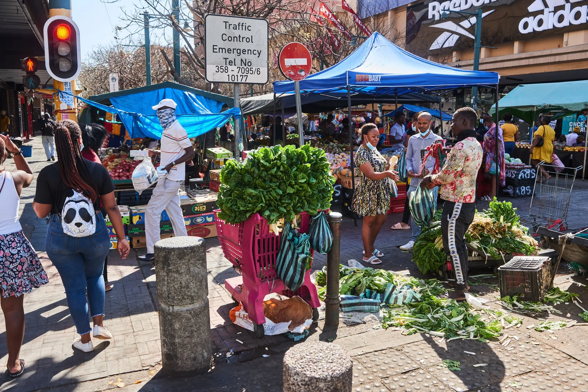 Shoppers at a market in the central business district (CBD) of Pretoria, South Africa.