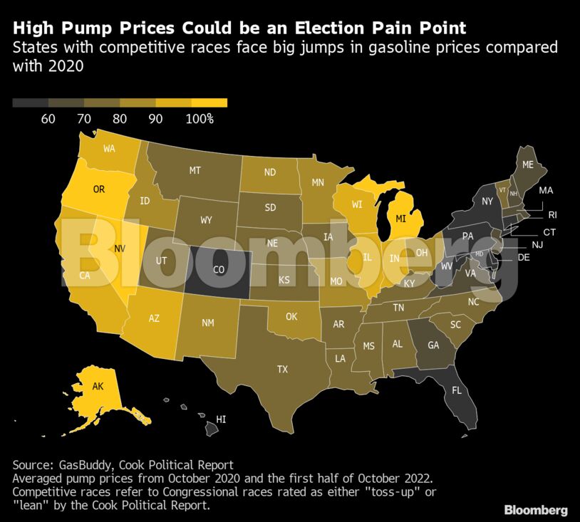 High Pump Prices Could be an Election Pain Point | States with competitive races face big jumps in gasoline prices compared with 2020