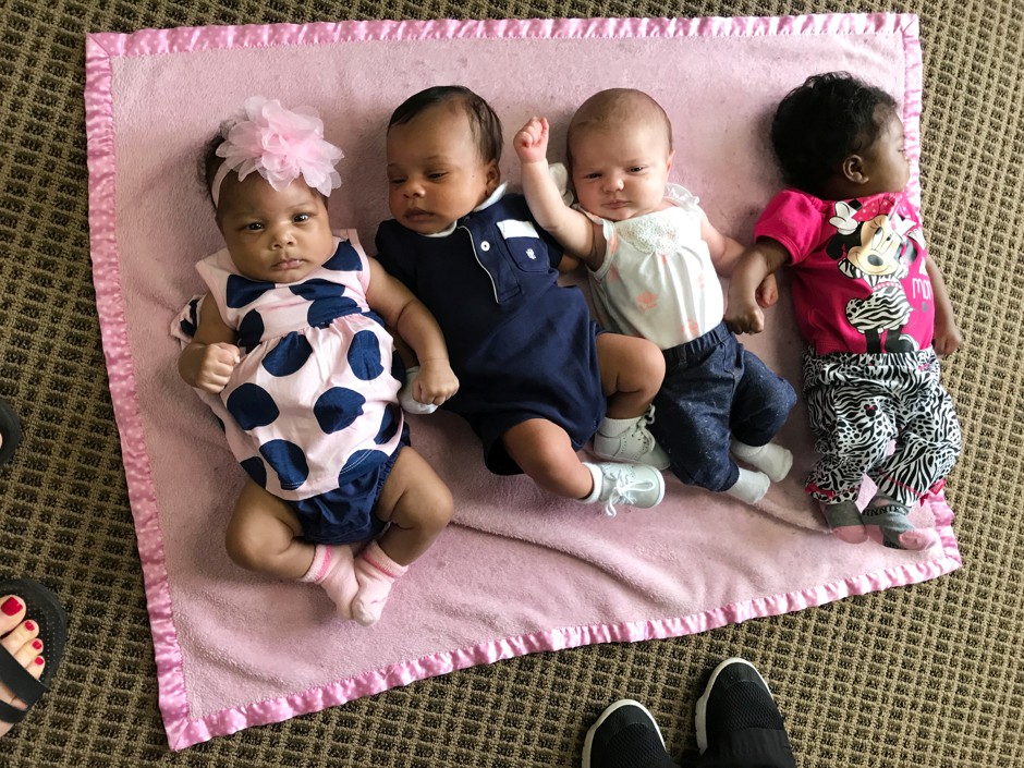Babies rest at a hospital in Bay Minette, Alabama, as their mothers participate in a group post-pregnancy session.