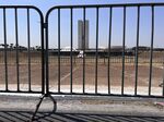 Barricades placed by police ahead of expected Sept. 7 demonstrations in Brasilia.