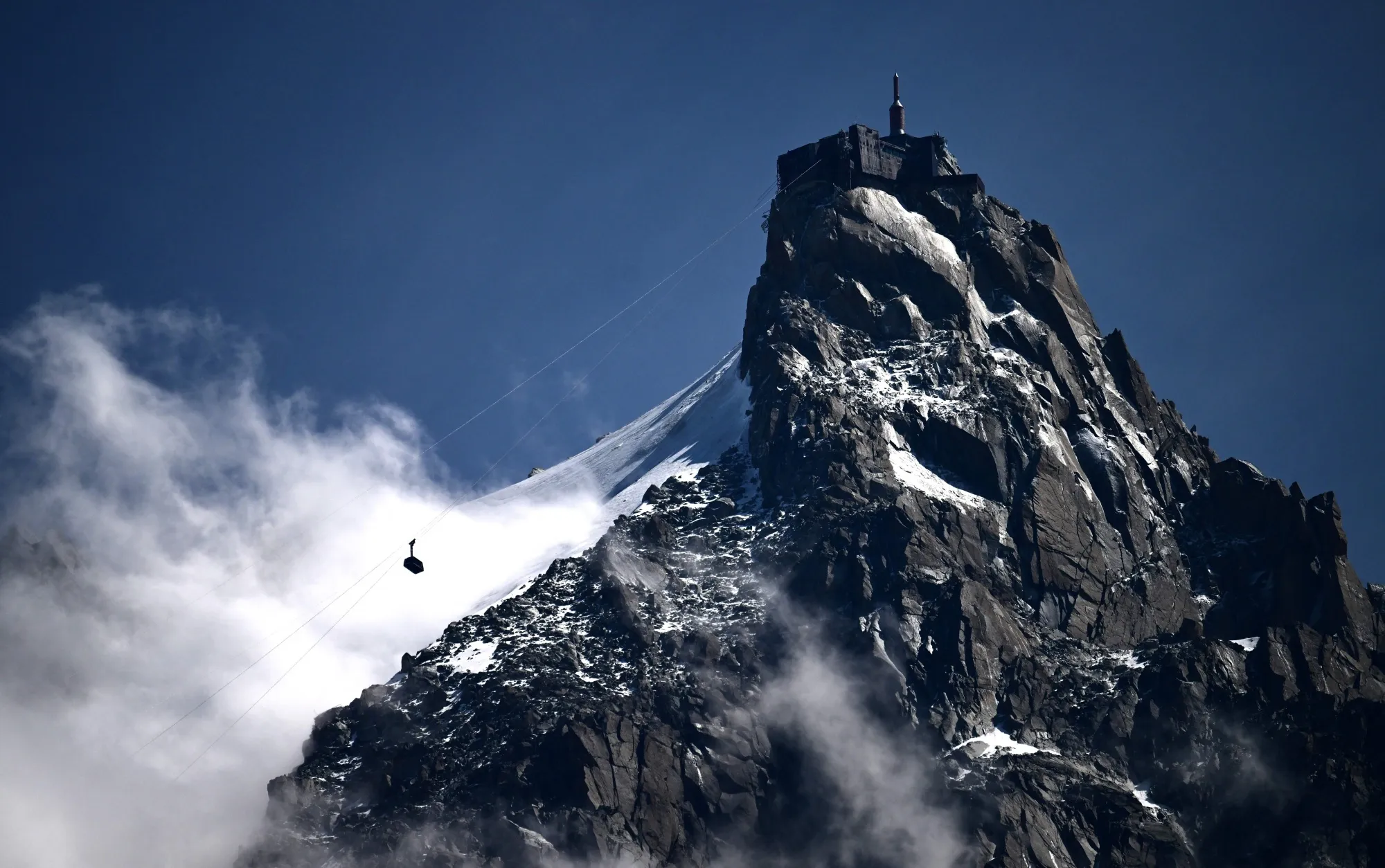 Descending was harder before the&nbsp;cable car. L'Aiguille du Midi above Chamonix,&nbsp;France.&nbsp;