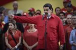 Nicolas Maduro, Venezuela's president, gestures while addressing pro-government supporters in Caracas, Venezuela, on Tuesday, Oct. 25, 2016.
