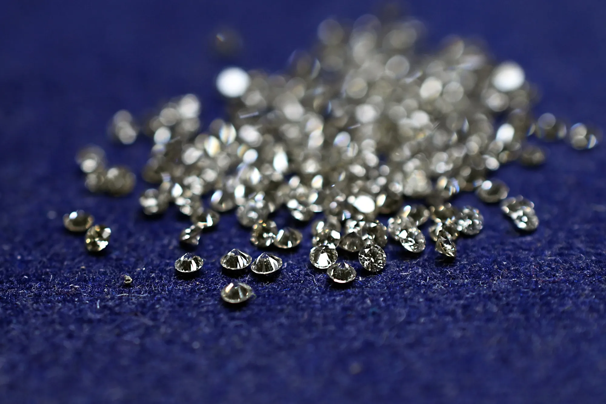 Diamonds at a workshop in Surat, Gujarat, India.