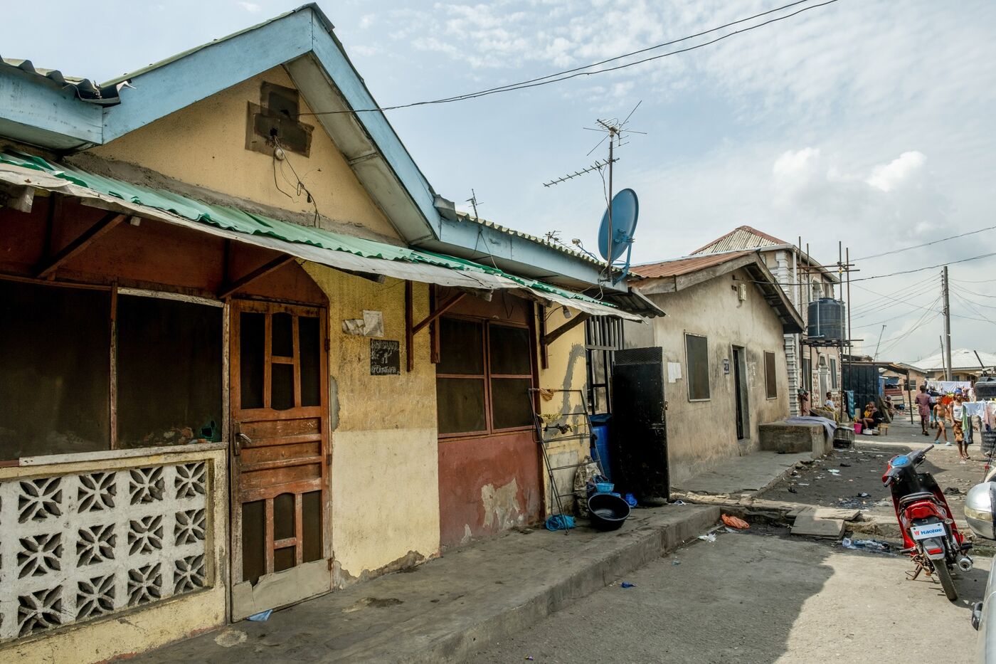 Street view of a face-me-I-face-you housing in Lagos on the 14th April, 2022