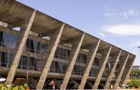 The Modern Art Museum of Rio, surrounded by landscaping by Roberto Burle Marx.