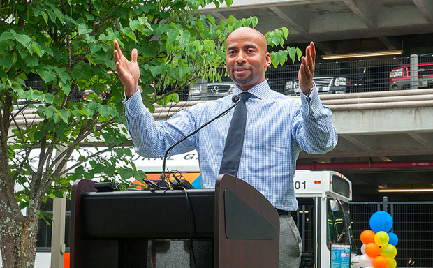 MARTA CEO Keith Parker speaks at an anniversary celebration in June 2014.
