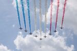 The Red Arrows fly over Buckingham Palace, during Platinum Jubilee celebrations, in London on&nbsp;June 2.