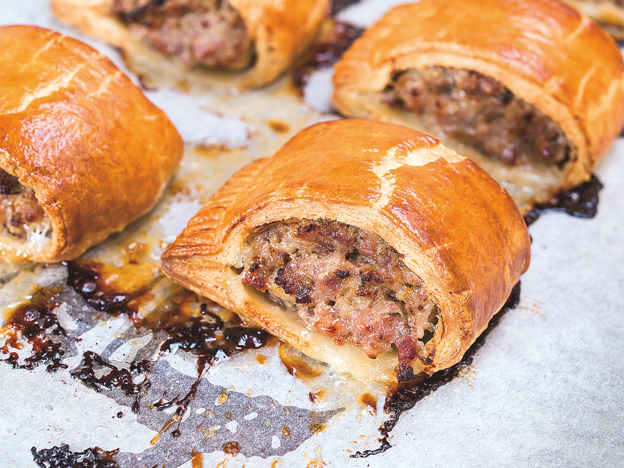 Sausage rolls as made by the chef.