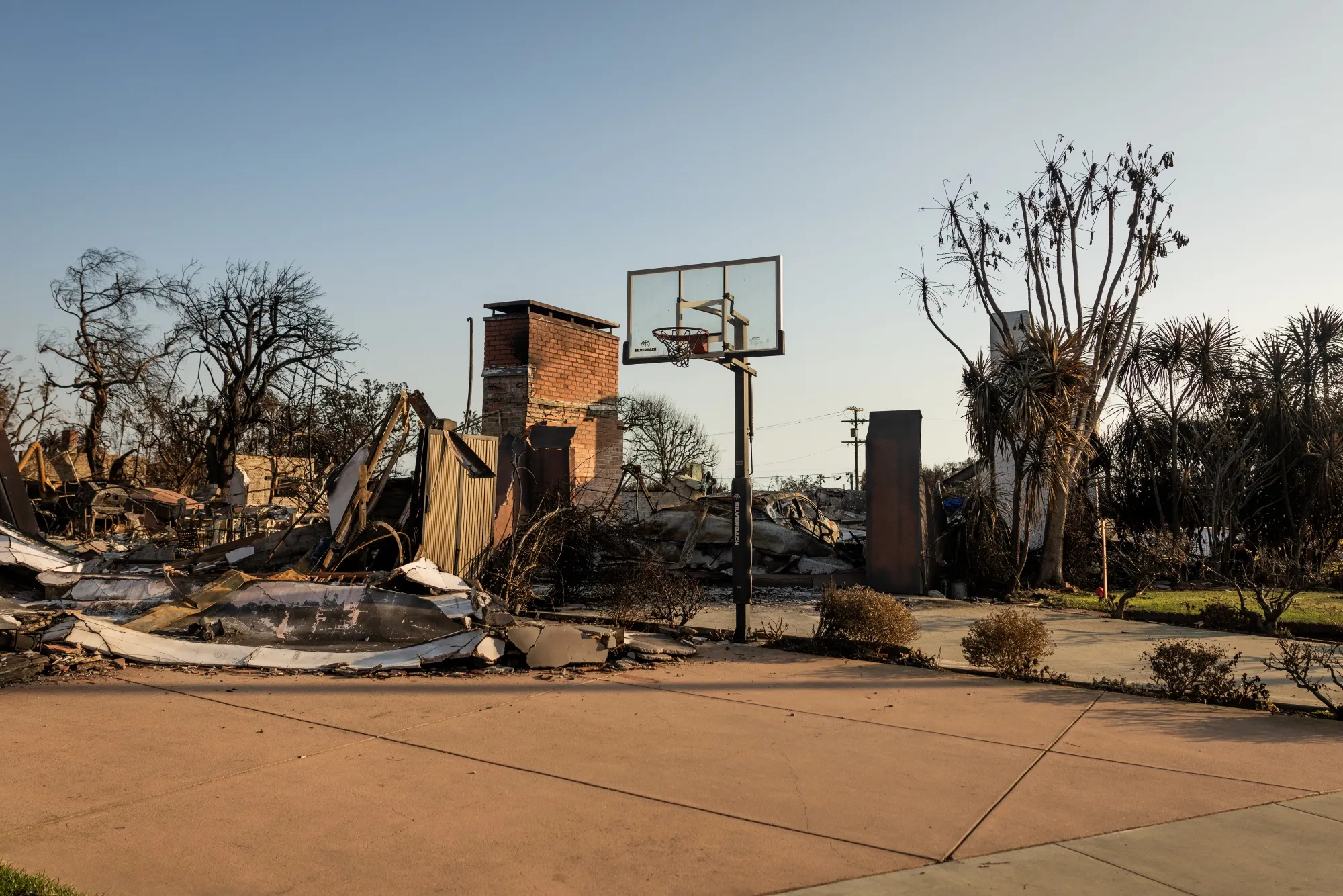 A home destroyed by the Palisades Fire in Los Angeles in January 2025.