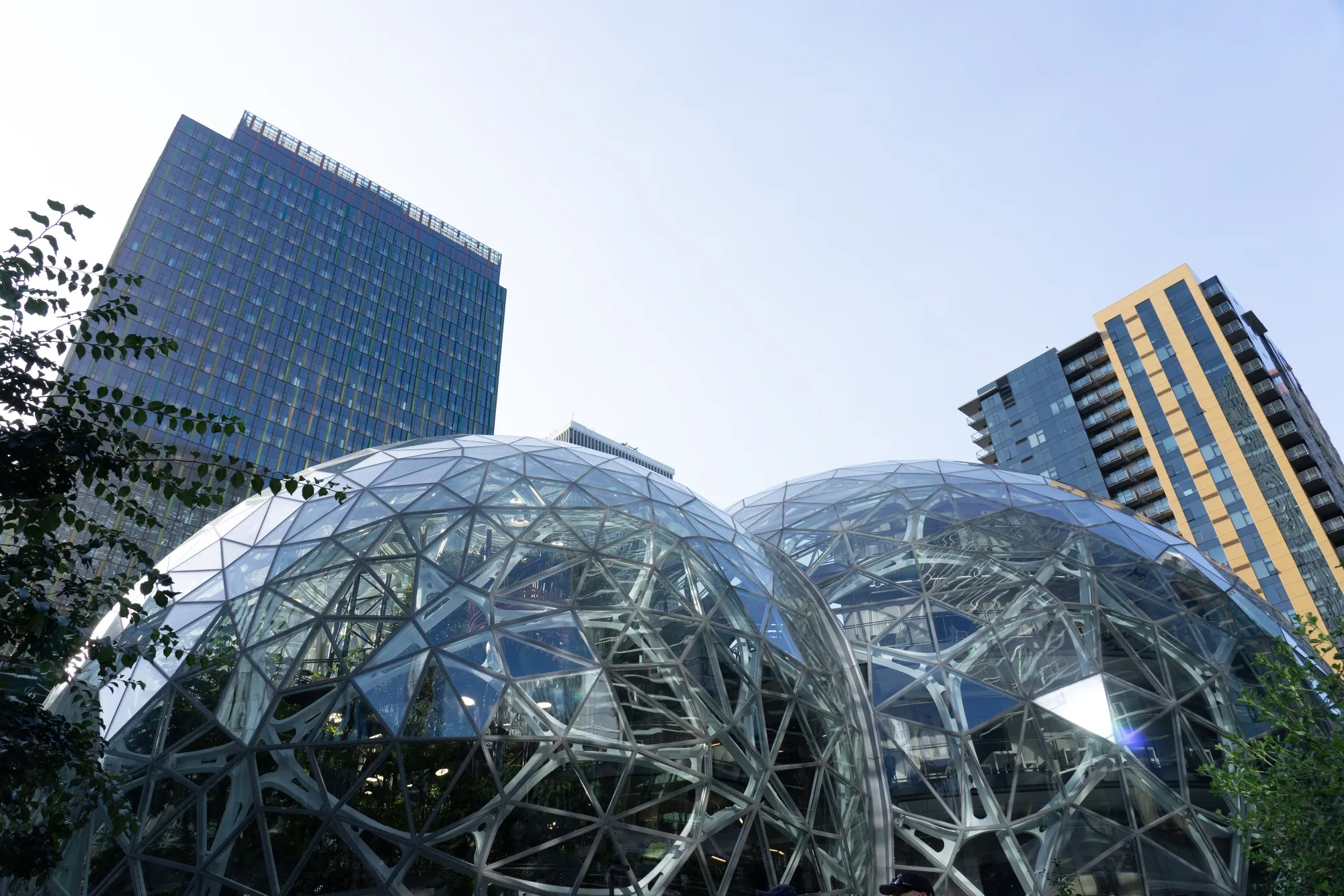 The Amazon.com spheres stand at the company's headquarters in Seattle.