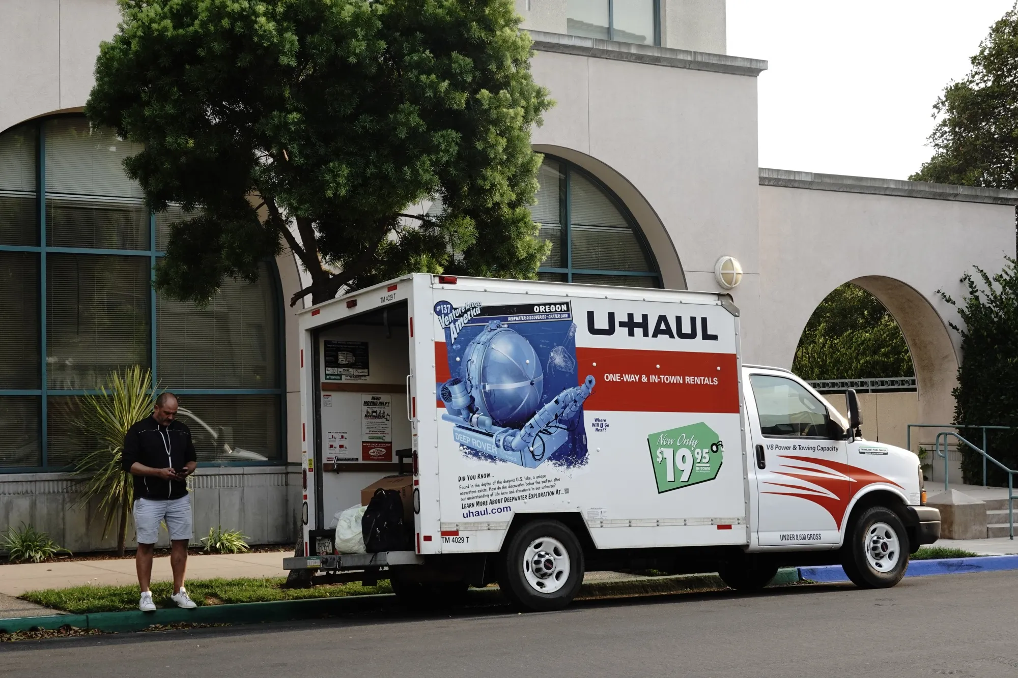 A U-Haul van parked in San Diego, California.