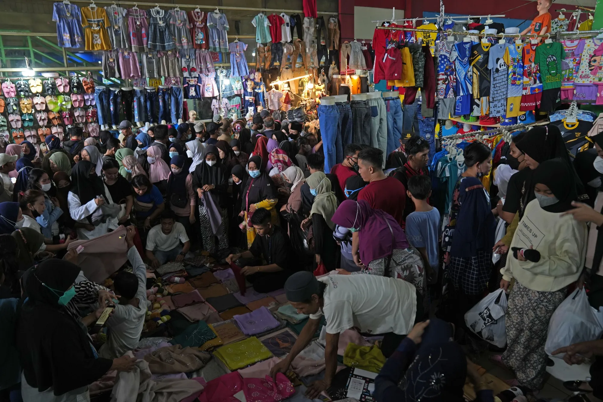 Shopers inside Tanah Abang market in Jakarta on April 28.
