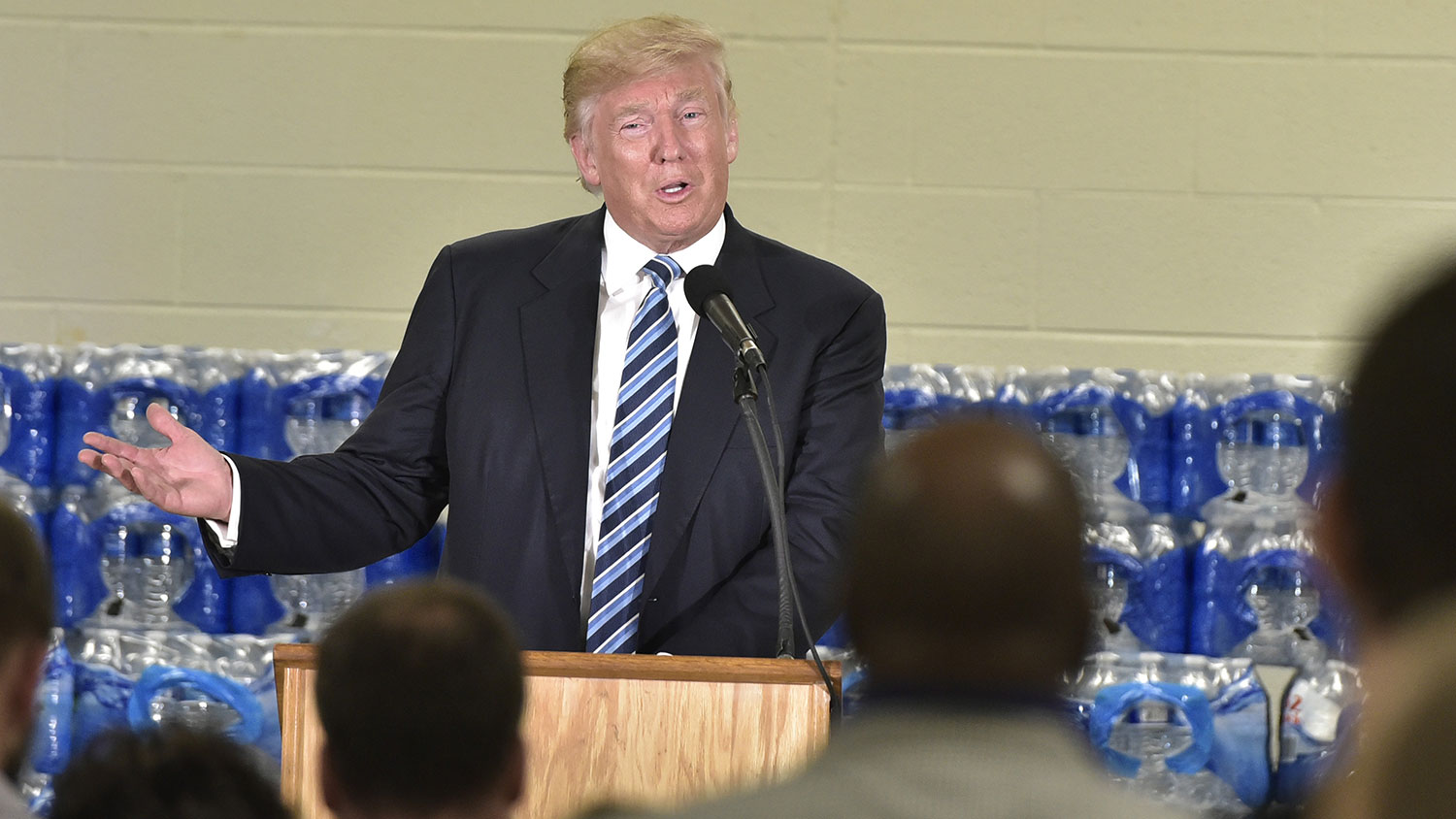 Republican presidential nominee Donald Trump speaks at the Bethel United Methodist Church on Sept. 14, 2016, in Flint, Michigan.
